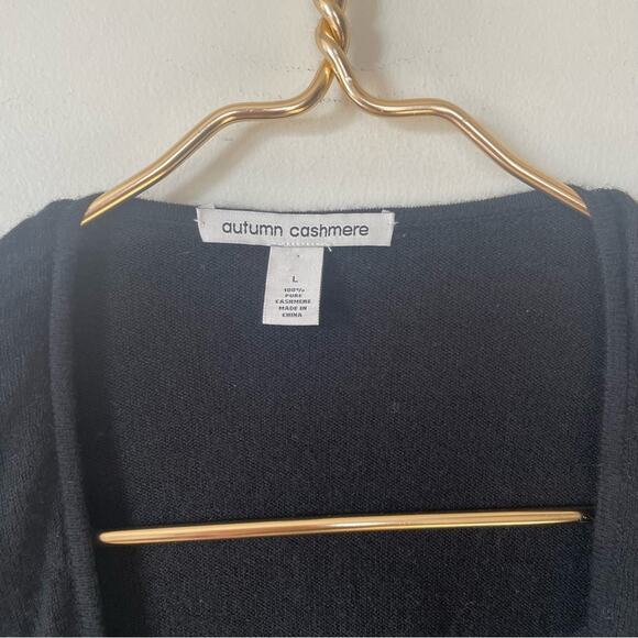 Autumn Cashmere Black Waterfall Shawl Collar Wrap Cashmere Sweater L - Picture 6 of 6